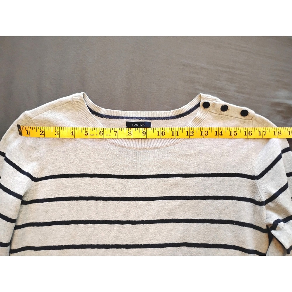 š©µNautica Striped Crewneck Sweater Casual Preppy Coastal Minimalist Chic Cotton - Picture 5 of 6